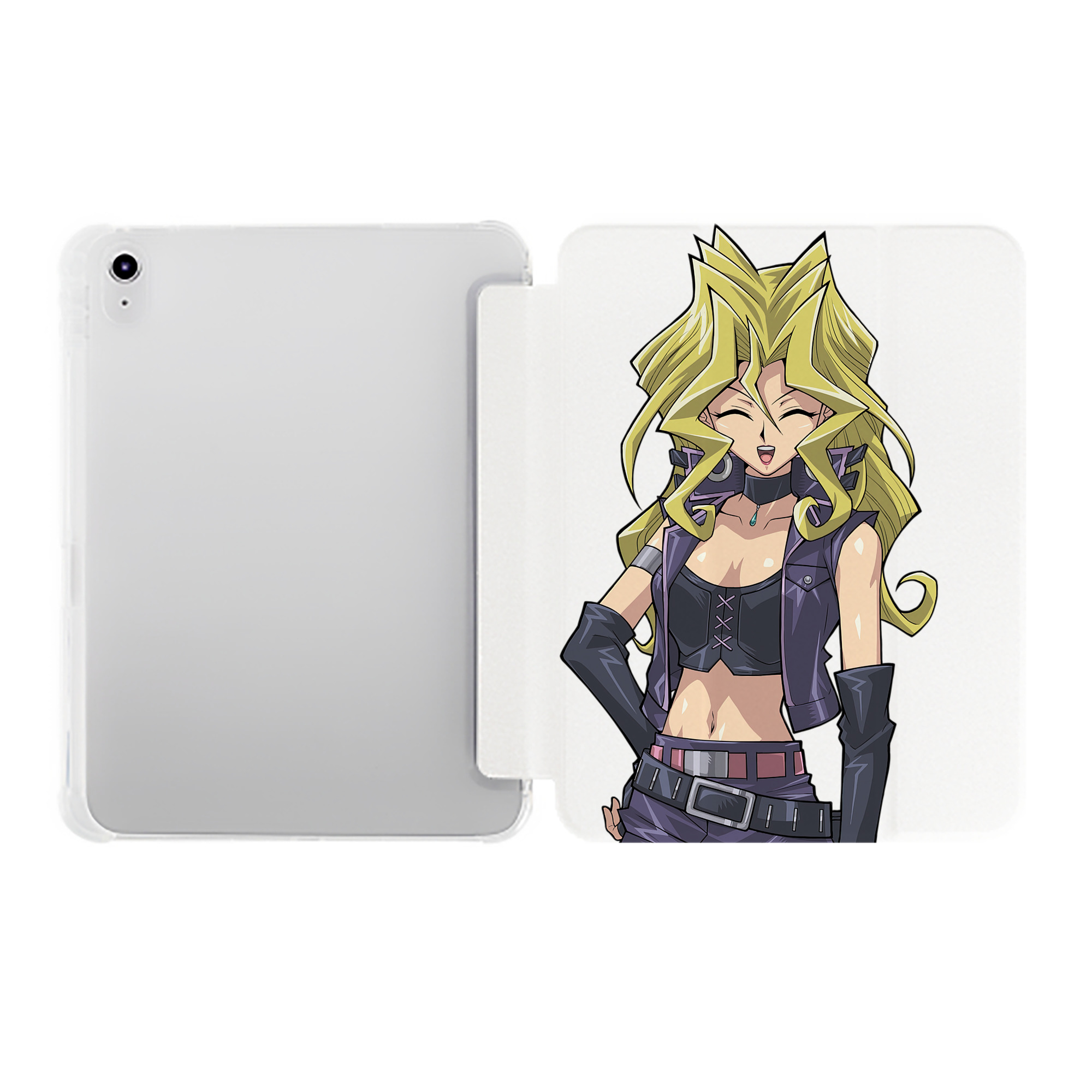 （画像用） 遊☆戯☆王 Yu-Gi-Oh! IPad ケース ペン収納付き 三つ折りスタンド PUレザー×シリコン 対応機種9.5/10.5/10.9インチ